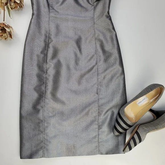 Calvin Klein Silver Grey Ruffle Shoulder Dress 2 - Picture 12 of 14